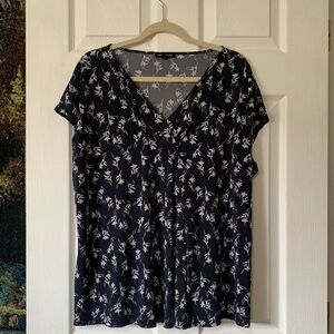Lane Bryant Navy Floral Shirt